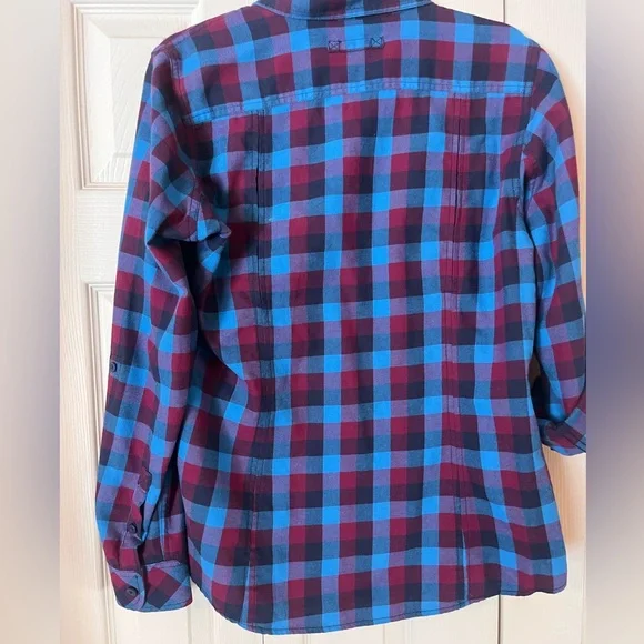 Duluth Trading Co Blue & Burgundy Plaid Button-Front Shirt - Picture 6 of 6